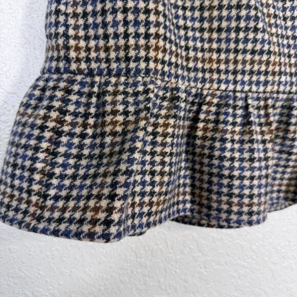 J Crew Skirt Womens 14 Houndstooth Wool Ruffle Hem Pockets Preppy Mini Academia - Picture 5 of 10